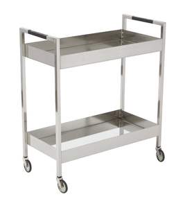 Chariot de service polyvalent en métal à deux étages avec plateaux en métal transparent pour le service du vin, le café, le bar et le buffet. - Product Image 1