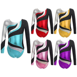 Justaucorps de gymnastique pour femmes adultes, best-seller, en spandex, confortable, durable, manches longues, col orné de strass - Product Image 6