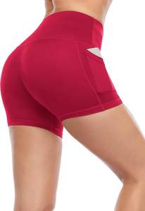 Pantalones cortos de entrenamiento de gimnasio de secado rápido transpirables para mujer con bolsillos que absorben la humedad y decoración de botones - Product Image 4