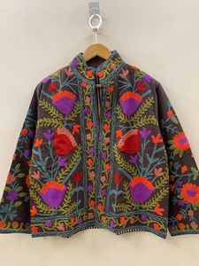 Embroidered Suzani Velvet Short Jacket Statement Outerwear Coat Velvet Blazer Unisex Jacket Gift For <b>Wife</b> Bridal Bolero Jacket - Product Image 2