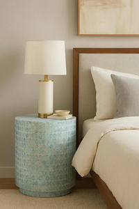 Mesa Auxiliar Atemporal de Nácar, Mesa de Centro de Madreperla, Diseño Único de Mosaico de Conchas, Taburete Contemporáneo para el Hogar, Venta Directa de Fábrica - Product Image 3