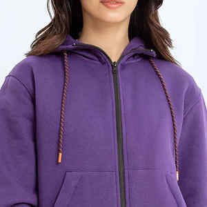 Top corto para mujer, sudadera con cremallera completa, Color sólido, gimnasio, cremallera, Sudadera con capucha, logotipo frontal de punto, ropa deportiva de invierno - Product Image 1