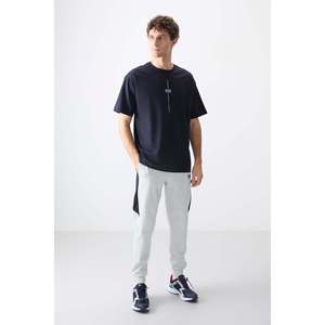 Camiseta de Hombre Azul Marino 100% Algodón - 88373, Corte Holgado, Textura Suave y Gruesa, con Diseño Estampado, Tela Jersey - Product Image 4