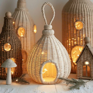 Ornement de Noël moderne en rotin, fait à la main à partir de cannage durable, écologique, personnalisable, décoration de vacances - Product Image 4