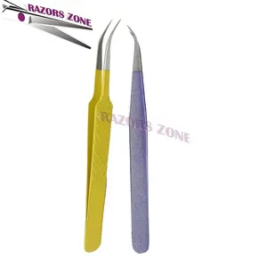 Professional Stainless Steel Fine Point Curved Straight Tip Lash Tweezers Eyelash Extension Tweezers
