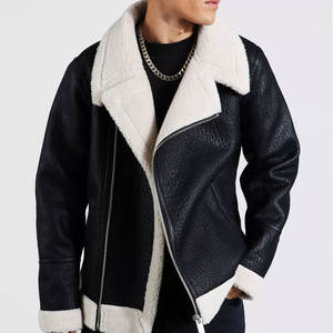 Chaqueta de Cuero Genuino Estilo Moderno con Cuello Alto y Bolsillo Frontal, Color Liso Personalizado, para Invierno, Venta al Por Mayor - Product Image 1