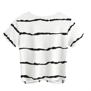 Best Manufacturer's Customized Logo Women's Crop Top Shirt Comfortable Two Tone Black & <b>White</b> Outfit High Quality Material - Product Image 4