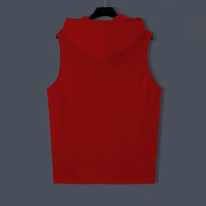 Débardeur à capuche sans manches pour hommes, tissu léger et respirant, avec capuche et bouton réglables pour les entraînements d'été. - Product Image 2