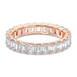 Bague d'éternité complète en diamant taille émeraude créée en laboratoire de 3.00 carats en or massif et argent sterling pour femme - Product Image 6