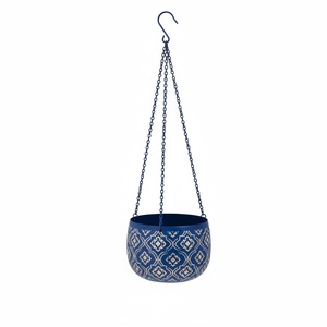 Maceta Colgante de Melamina Azul con Cadena y Gancho, para Plantas de Interior y Exterior, Decorativa, a Precio de Fábrica - Product Image 1