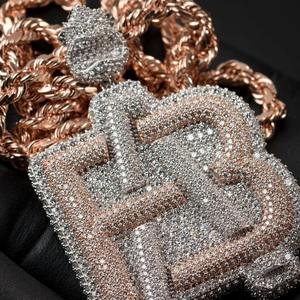 RB Gems personnalisé 14K or 925 argent femmes Hip Hop diamant bijoux glacé Baguette laboratoire cultivé rempli Moissanite testeur nom pendentif - Product Image 5