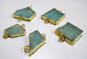 Conector de forma libre para la fabricación de joyas Encanto de doble bucle de amazonita natural de aproximadamente 1 pulgada - Product Image 2