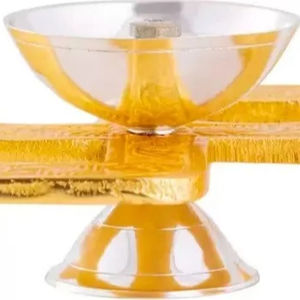 High Quality Silver and Gold Plated Swastik Diya for Wedding Favors Gift Diya Stand <b>Oil</b> <b>Lamp</b> for Home Mandir Pooja Decor Gifts - Product Image 4