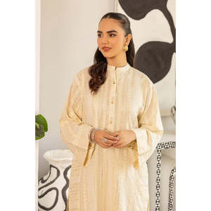 Chemise élégante en satin et lurex jacquard KST-43028, col mandarin, manches trois-quarts, pyjama Dhaka, écologique, pour le printemps/été - Product Image 3