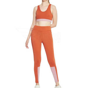 Conjunto de yoga profesional OEM para mujer, ropa deportiva transpirable de secado rápido de talla grande con cintura elástica, diseño de patrón sólido - Product Image 2