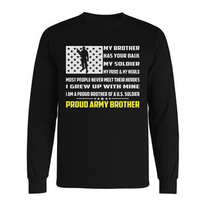 T-shirt à manches longues My Soldier Hero Proud Army Brother, T-shirt promotionnel My Brother Has Your Back - Product Image 2