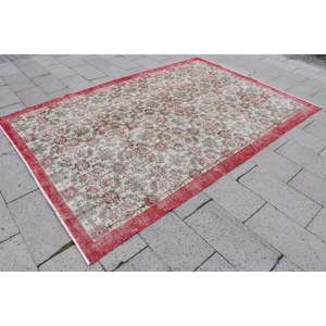 Tapis turc 6,8x10,2 pi (208x310 cm), tapis vintage à motifs de plantes et d'arbres rouges - Product Image 3