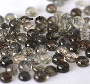 แร่ควอตซ์รูไทล์สีดำธรรมชาติสีดำทรงหลวมทรงกลม5มม. ควอทซ์ - Product Image 2