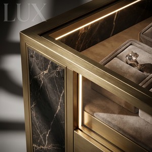 ตู้โชว์เครื่องประดับดีไซน์ 3 มิติสั่งทำพิเศษ LUX Luxury สำหรับห้างสรรพสินค้าและร้านขายเครื่องประดับ ตู้โชว์เครื่องประดับตกแต่ง - Product Image 3