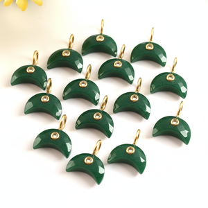 Pendentif lune en onyx vert naturel, bijoux faits à la main en argent sterling 925, collier avec pendentif lune croissante sculptée en pierre précieuse, breloques pour bijoux - Product Image 6