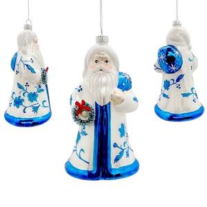 Alta calidad Popular Navidad Año Nuevo decoración brillante blanco azul real vidrio 3D vestido largo Santa ornamento - Product Image 1