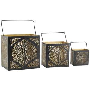 Décoration de la maison de noël lanterne découpée en métal faite à la main bougeoirs votifs découpés 3 tailles différentes pour les feuilles de mariages - Product Image 1