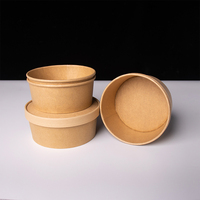 Lot de 3 boîtes jetables rondes en kraft pour plats à emporter avec couvercles, personnalisables avec logo OEM, vente en gros, boîte écologique