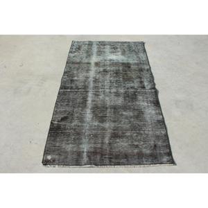Alfombra de 3.4x6 pies, Alfombra Turca Vintage, Alfombra de Lana Gris Abstracta - Product Image 1