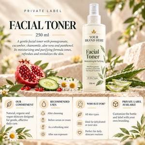 Tonique facial en marque propre 250 ml |   Soins naturels hydratants et purifiants pour la peau |   Fabricant OEM Espagne - Product Image 3