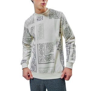 Personalizado blanco cuello redondo unisex 100% algodón grueso GSM sudadera de gran tamaño bordado cuello redondo en blanco hombres sudadera - Product Image 1