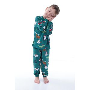 Pigiama per bambini Unisex in cotone 100% a tema natalizio verde
