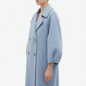 Manteau en laine demi-bleu croisé pour femme sur mesure – Fabricant OEM et marque privée - Product Image 4