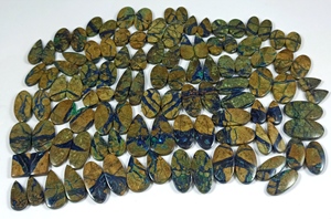Paire de cristaux d'azurite naturelle pour boucles d'oreilles, pierres précieuses en cabochon, pour la fabrication de bijoux - Product Image 2