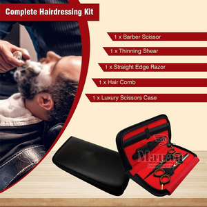 Kit de ciseaux de coiffure professionnels, ciseaux à effiler, peigne, étui rouge, acier inoxydable, lame tranchante, manche long, manche en plastique - Product Image 6