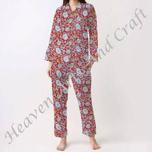Ensemble de pyjama pour femmes 100% coton, vêtements de maison doux, ensemble de pyjama printemps/été, motif floral/CHARACTERE/Lettre/Motif/Vacances/Arbre, PJ075 - Product Image 2