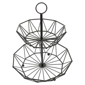 American Style Black Powder Coating Iron <b>Wire</b> <b>Basket</b> With 3 Tier Custom Size for Kitchen Tabletop Storage <b>Basket</b> - Product Image 6