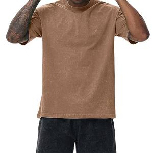 T-shirt personnalisé en coton léger surdimensionné à tricot uni, lavage vintage, séchage rapide, respirant, personnalisé pour homme - Product Image 2
