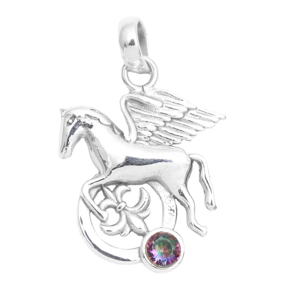 Awesome 2021 labradorite topaz citrine gemstone pegasus flying horse pendant 925 sterling silver jewelry