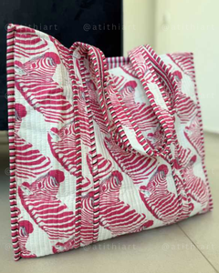Handmade 100% Cotton Quilted Reusable Eco-friendly Shoulder <b>Tote</b> <b>Bag</b> - Product Image 5