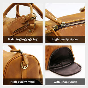 Manufacturer Custom Logo Eco-Friendly Genuine Leather Duffel <b>Bag</b> Vintage Travel Weekender Large Capacity Outdoor <b>Overnight</b> <b>Bag</b> - Product Image 4