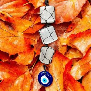 Porte-clés en agate sélénite MUNTAHA avec charme œil de protection, écologique, 15-20 cm, purification énergétique et protection, décoration Feng Shui pour la maison - Product Image 6