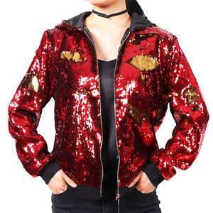 2025 femmes mode décontracté solide motif Flip couleur paillettes tricoté Baseball veste respirant nouvelle Europe USA brillant ample - Product Image 5