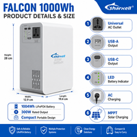 Sharxell Falcon 1000Wh Tragbarer Solargenerator-Kit 300W LiFePO4 Powerstation mit 150W Solarpanel für Zuhause und Geschäft