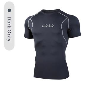 Custom Wholesale <b>Mens</b> Compression <b>T</b> <b>Shirt</b> <b>Muscle</b> Fit Gym Sports Tee with Silicone & Screen Printing Rash Guard - Product Image 5
