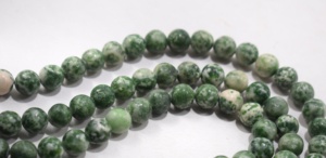 Jaspe de punto blanco Natural para fabricación de joyas, cuentas espaciadoras redondas de sodalita de vetas verdes, pulsera de oreja DIY - Product Image 4