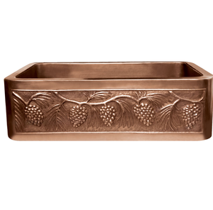 Elegante fregadero de granja de cobre de doble tazón con frente de delantal en relieve, perfecto para cocinas de lujo disponibles a precios mayoristas - Product Image 6