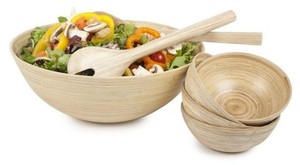 Trendy Eco-Friendly <b>Bamboo</b> Fiber Salad <b>Bowl</b> 100% Handmade in Vietnam with Customized Color and Vintage Style for Camping - Product Image 4