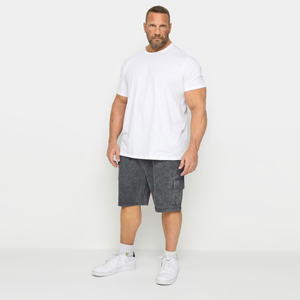 Short de survêtement en éponge française pour hommes, délavé à l'acide, confort, coton, broderie dégradée au soleil, 100% coton, élastique à l'avant, solide - Product Image 2