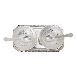 Aluminium Silver Bowl Spoon Gift Set Boxed Business Gifts Decorative Luxury Durable <b>Tableware</b> Bulk Supplier India - Product Image 1