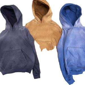 Pull à capuche en coton éponge français pour hommes, poids lourd, personnalisé, Vintage, lavé à l'acide, hiver coréen, teint en plaine, vente en gros - Product Image 1